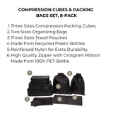 Compression Cubes & Packing Bags Set, 8-pack, Black From Bag-all