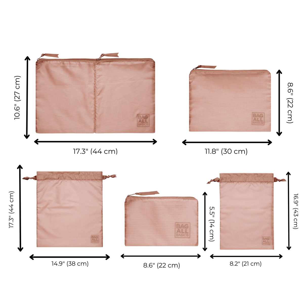 Compression Cubes & Packing Bags Set, 8-pack, Pink/Blush From Bag-all
