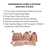 Compression Cubes & Packing Bags Set, 8-pack, Pink/Blush From Bag-all