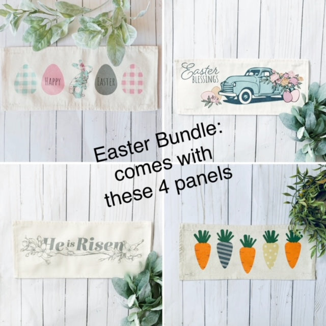 BUNDLE DEAL: Easter Season Panels (4 pack) SAVE!!!: PASTEL EGGS / EASTER TRUCK / CARROTS / HE IS RISEN From PillowPanels