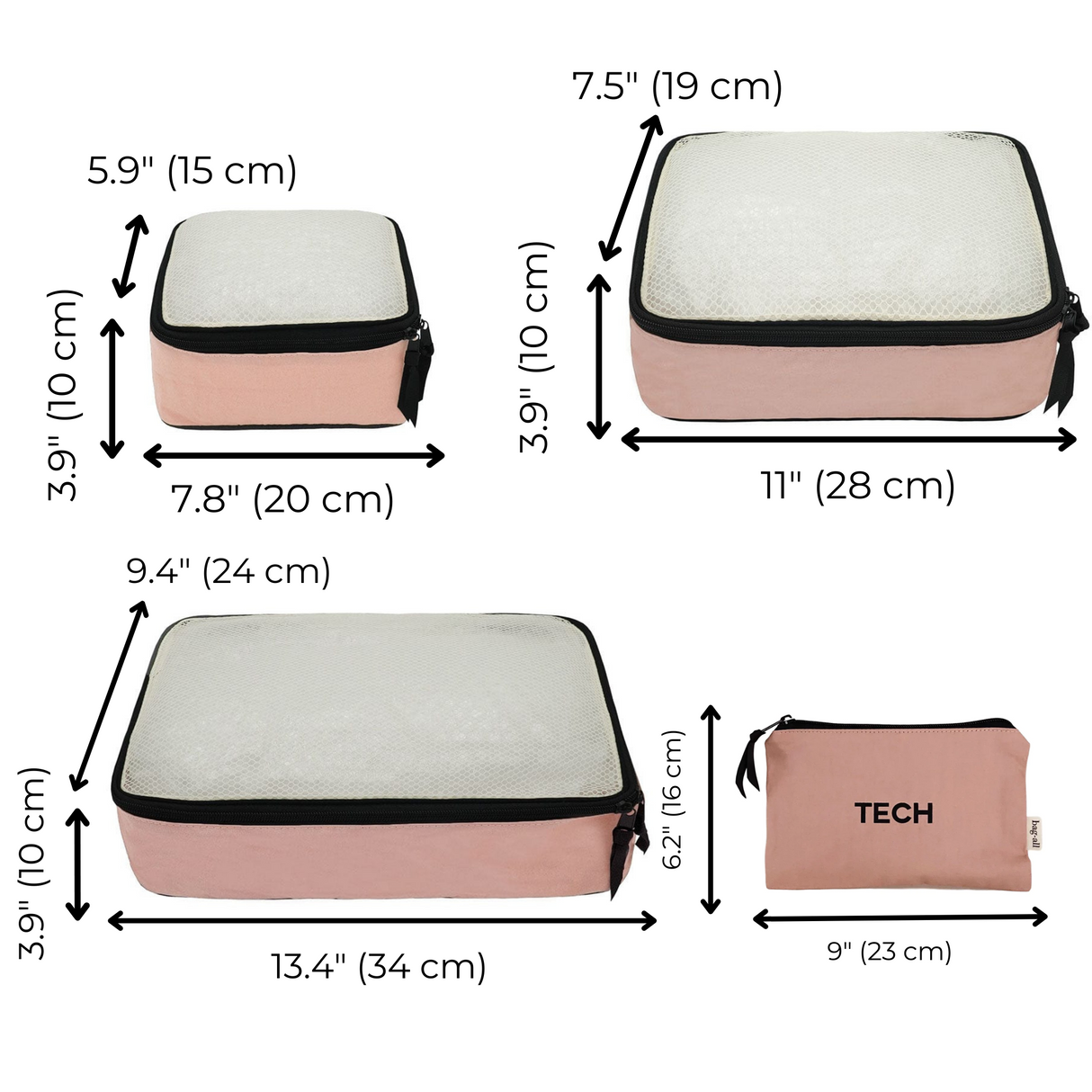 BA Travel Set, 8-pack Pink/Blush From Bag-all