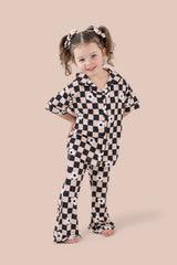 RETRO DAISY CHECKS SHORT SLEEVE DREAM GIRL'S FLARE SET from DREAM BIG LITTLE CO