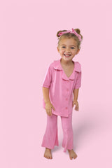 BELLA PINK RIB DREAM GIRL'S FLARE SET from DREAM BIG LITTLE CO