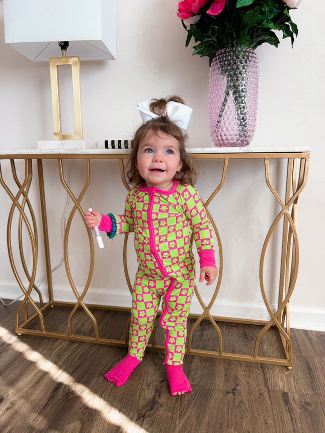 WILD DAISY CHECKERS DREAM ROMPER from DREAM BIG LITTLE CO