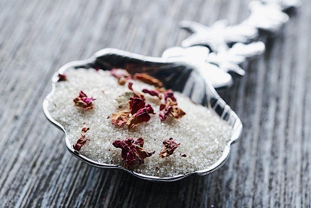 Rose Petal infused artisan culinary sugar from Beach House Teas