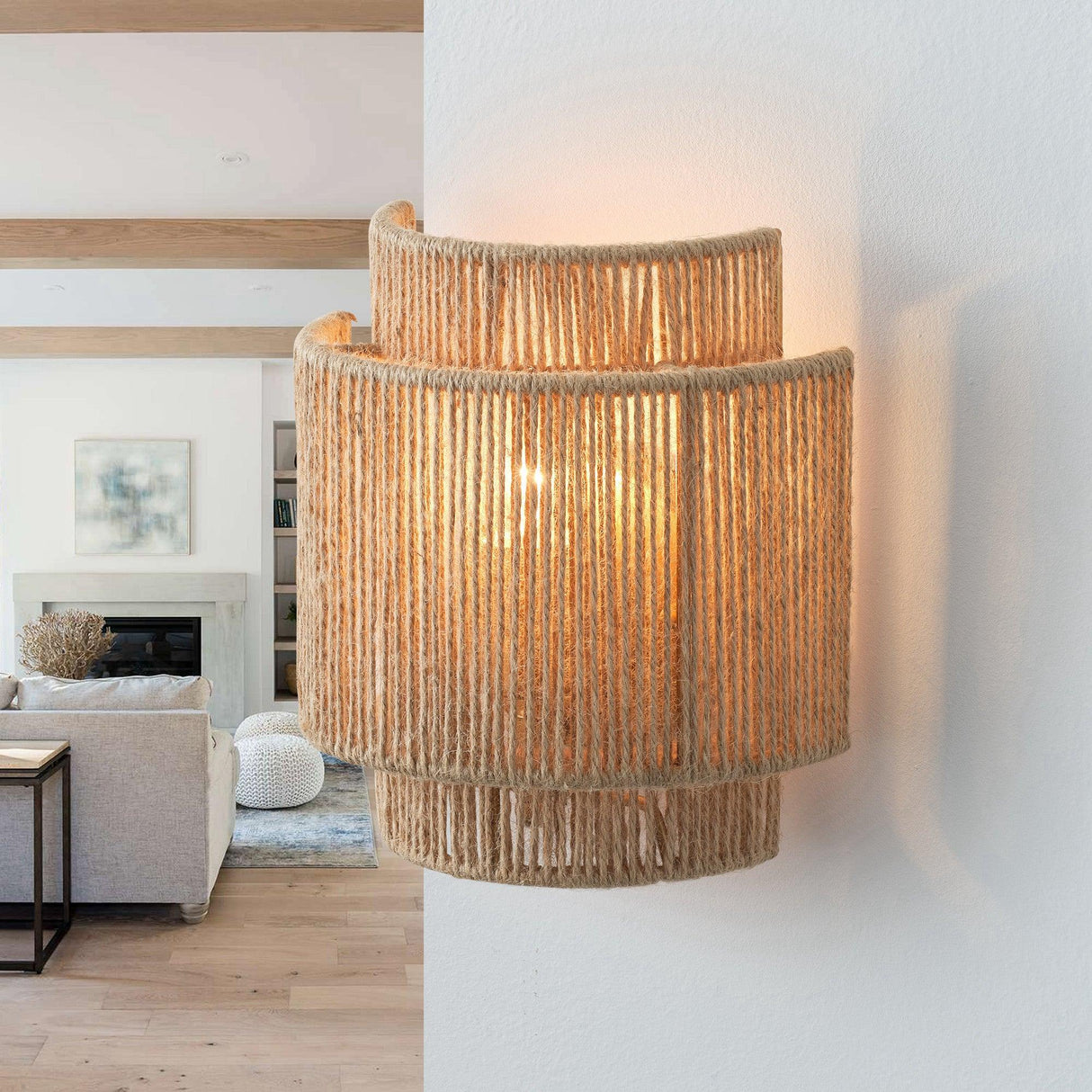 Light Farmhouse Rattan Wall Sconce Lighting From ParrotUncle