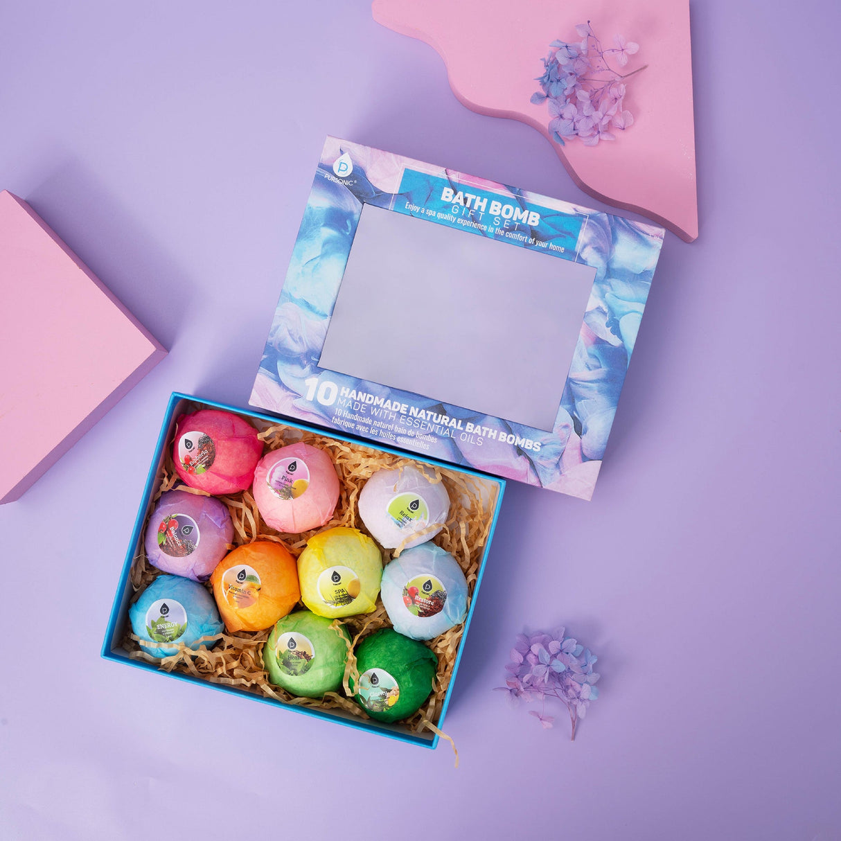 10 Pcs of Handmade, Natural and Organic Bath Bombs from Pursonic