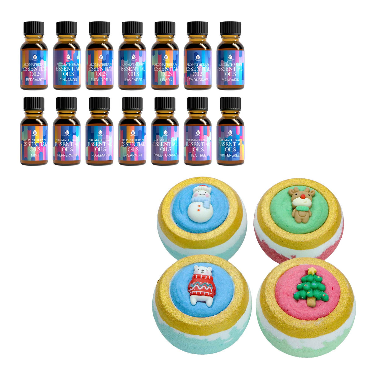 Holiday Bliss Gift Set: Aromatherapy Bath Bombs & Essential Oils from Pursonic