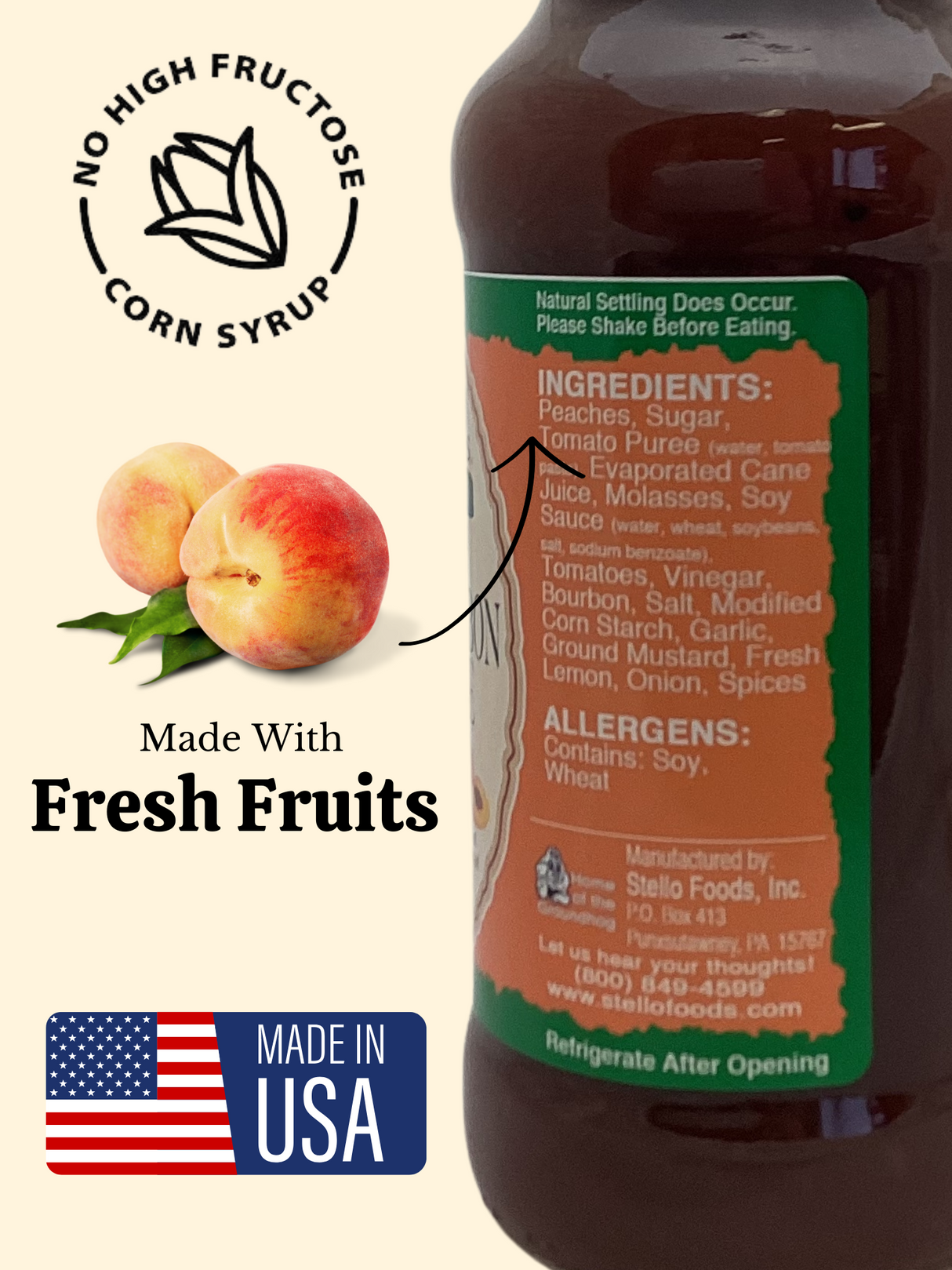 Stello Foods - Rosie's Peach Bourbon BBQ Sauce 13 oz from Stello Foods
