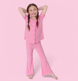 BELLA PINK RIB DREAM GIRL'S FLARE SET from DREAM BIG LITTLE CO
