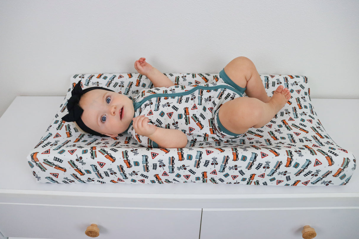 EXCLUSIVE ALL ABOARD DREAM CHANGING PAD COVER from DREAM BIG LITTLE CO
