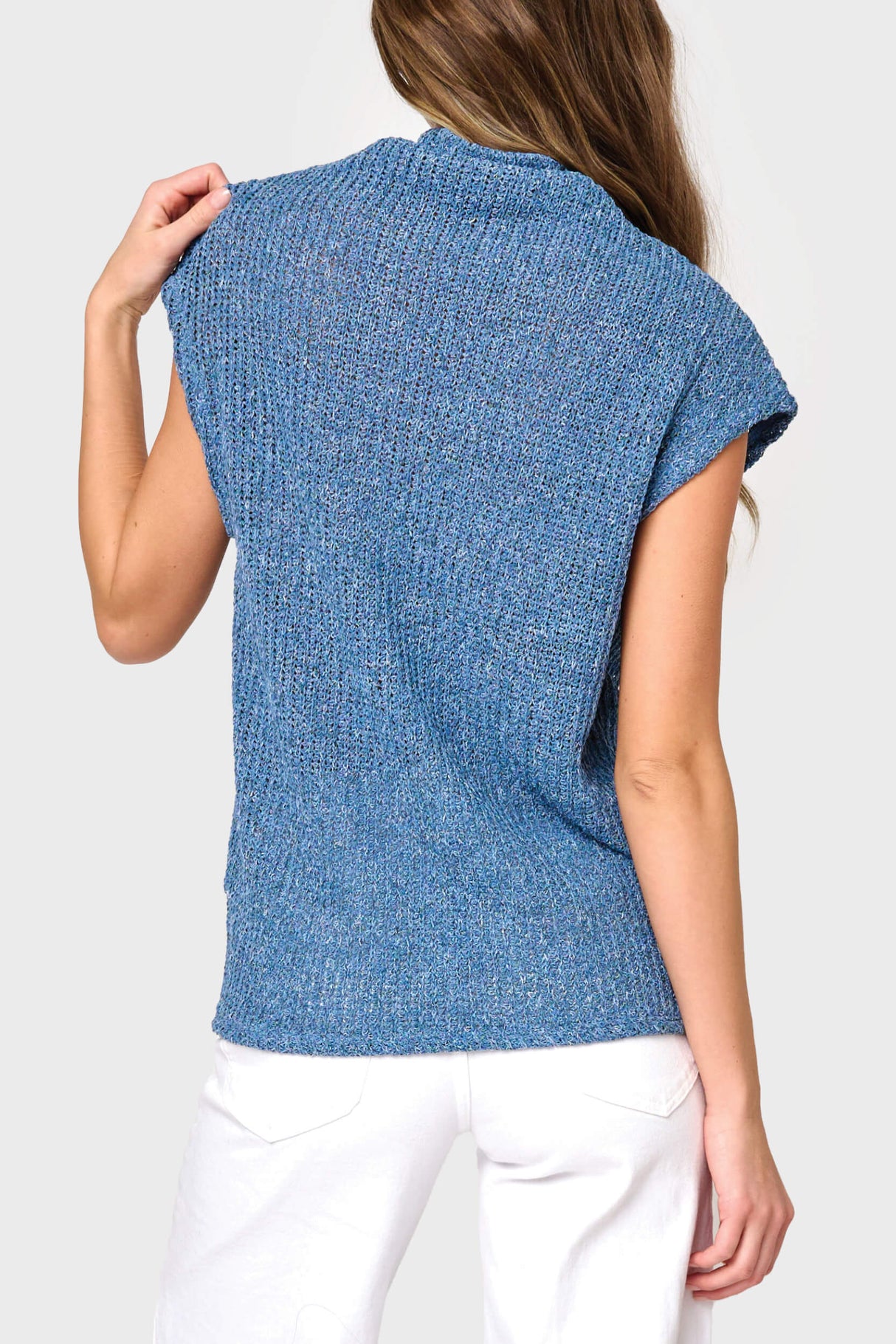 Cap Sleeve Funnel Neck Top  From Gibsonlook