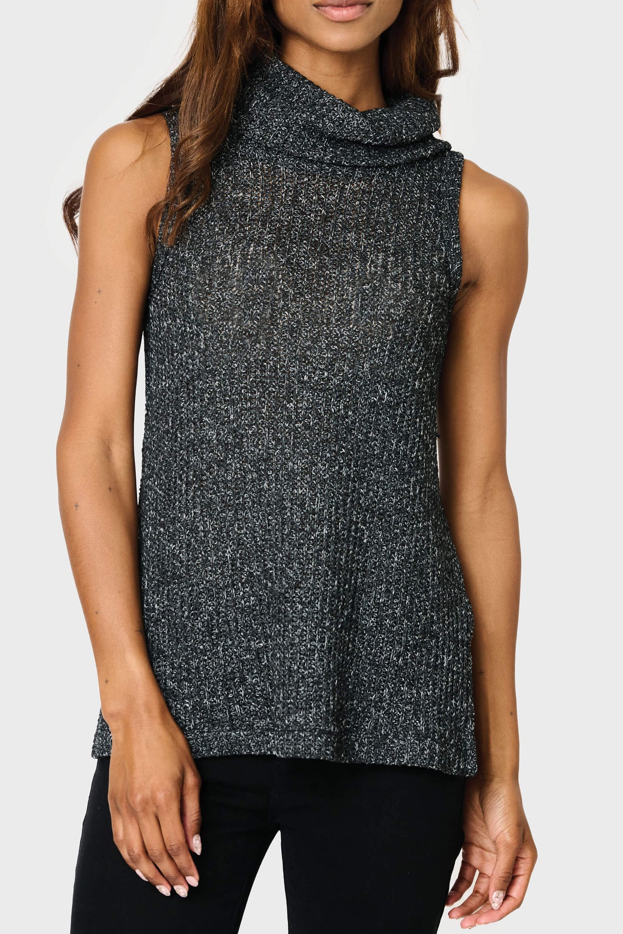 Roll Neck Sleeveless Crochet Vest from Gibsonlook