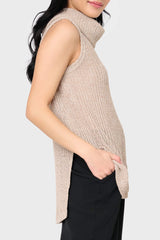 Roll Neck Sleeveless Crochet Vest from Gibsonlook