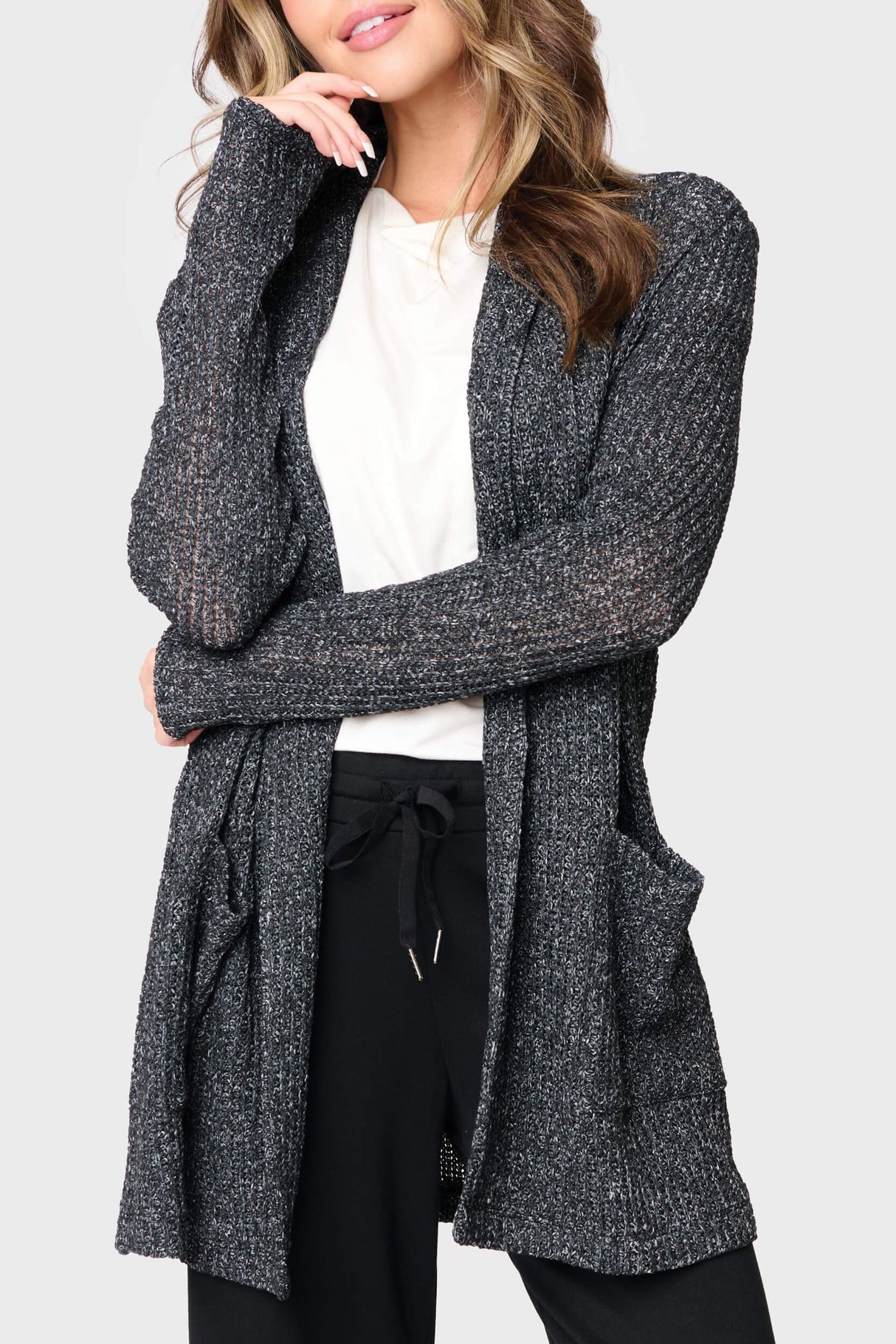 Shawl Collar Long Cardigan from Gibsonlook