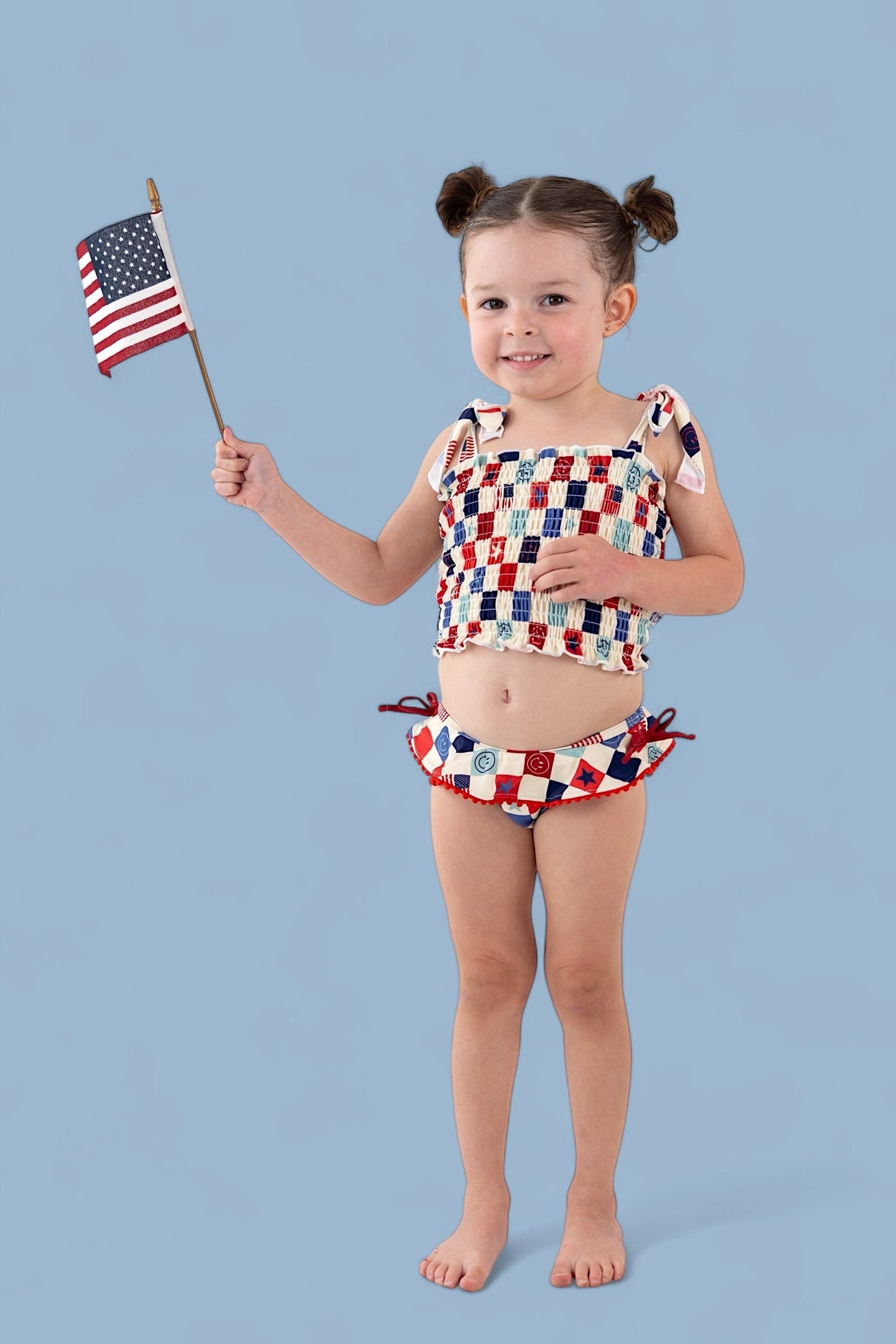 HOME OF THE FREE CHECKERS DREAM TANKINI TWO PIECE SWIM SUIT from DREAM BIG LITTLE CO