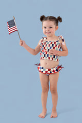HOME OF THE FREE CHECKERS DREAM TANKINI TWO PIECE SWIM SUIT from DREAM BIG LITTLE CO