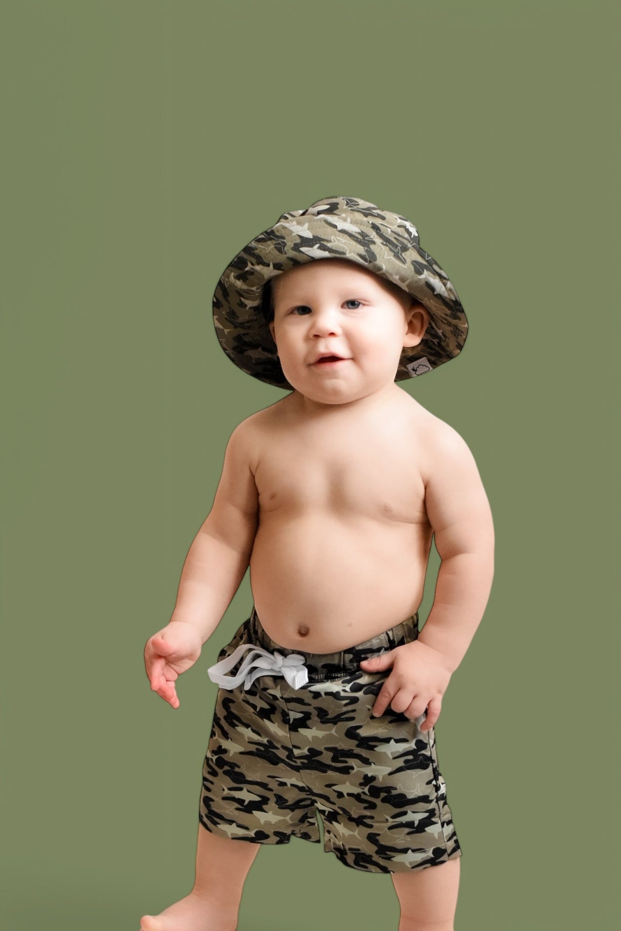 CAMO SHARK BOY'S DREAM SWIM TRUNKS from DREAM BIG LITTLE CO