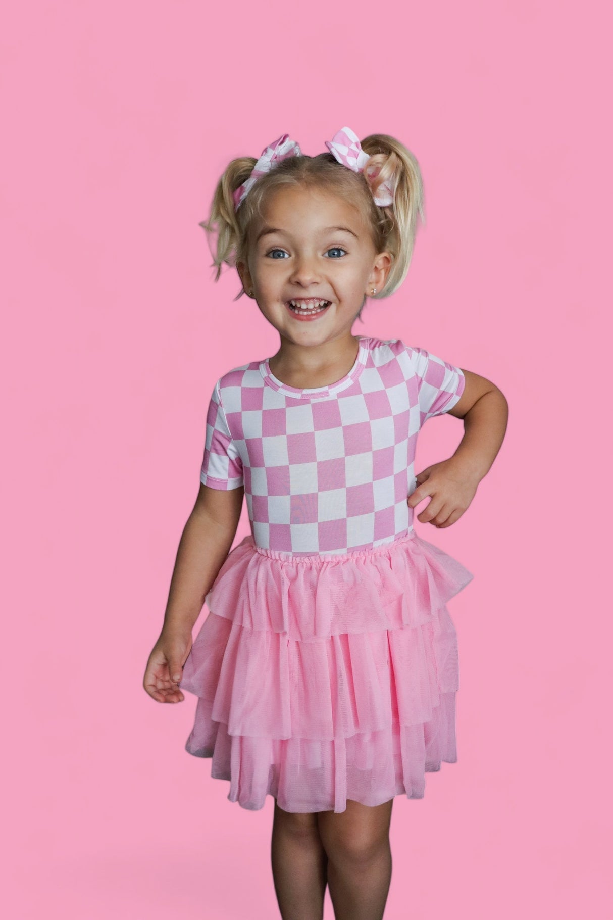 BUBBLEGUM CHECKERS DREAM TUTU DRESS from DREAM BIG LITTLE CO