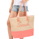 BEACH Message Rope Handle Crochet Fabric Tote Bag / Beach Bag  from Madeline Love