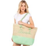 BEACH Message Rope Handle Crochet Fabric Tote Bag / Beach Bag  from Madeline Love
