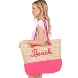 BEACH Message Rope Handle Crochet Fabric Tote Bag / Beach Bag  from Madeline Love