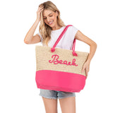 BEACH Message Rope Handle Crochet Fabric Tote Bag / Beach Bag  from Madeline Love