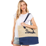 BEACH Message Rope Handle Crochet Fabric Tote Bag / Beach Bag  from Madeline Love