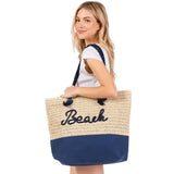BEACH Message Rope Handle Crochet Fabric Tote Bag / Beach Bag  from Madeline Love