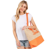 BEACH Message Rope Handle Crochet Fabric Tote Bag / Beach Bag  from Madeline Love