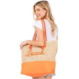 BEACH Message Rope Handle Crochet Fabric Tote Bag / Beach Bag  from Madeline Love