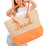 BEACH Message Rope Handle Crochet Fabric Tote Bag / Beach Bag  from Madeline Love