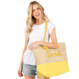 BEACH Message Rope Handle Crochet Fabric Tote Bag / Beach Bag  from Madeline Love