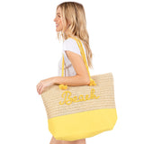 BEACH Message Rope Handle Crochet Fabric Tote Bag / Beach Bag  from Madeline Love