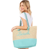 BEACH Message Rope Handle Crochet Fabric Tote Bag / Beach Bag  from Madeline Love