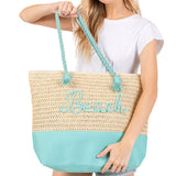 BEACH Message Rope Handle Crochet Fabric Tote Bag / Beach Bag  from Madeline Love
