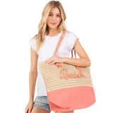 BEACH Message Rope Handle Crochet Fabric Tote Bag / Beach Bag  from Madeline Love