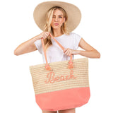 BEACH Message Rope Handle Crochet Fabric Tote Bag / Beach Bag  from Madeline Love