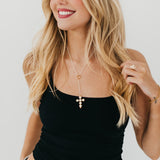 Belinda Pearl Cross Y-Drop Necklace - WATERPROOF from Pretty Simple