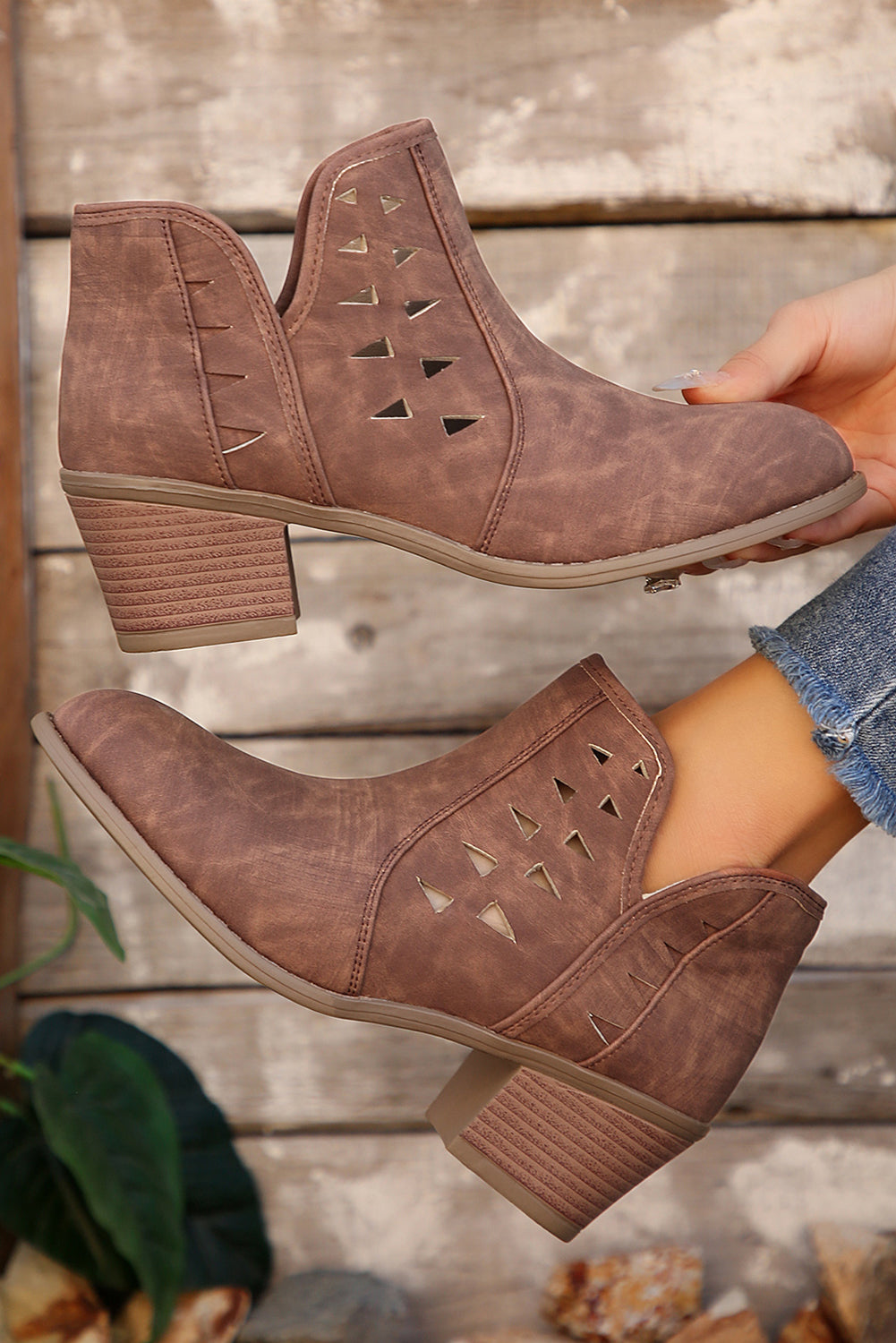 Quinn Cut Out Suede Ankle Boots from Threaded Pear
