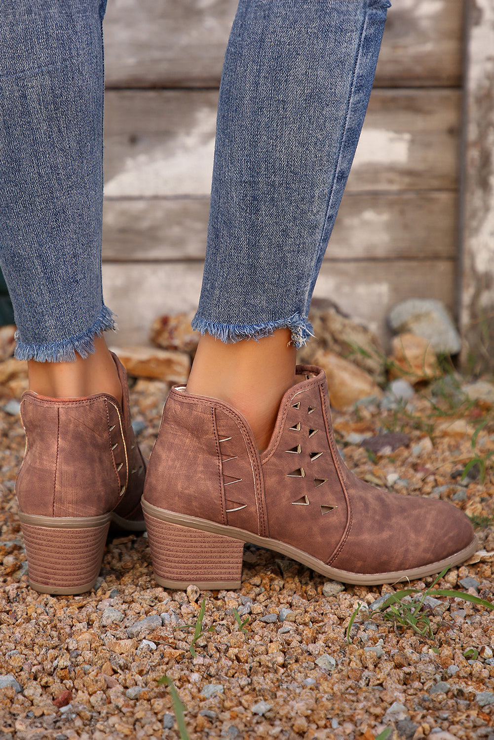 Quinn Cut Out Suede Ankle Boots from Threaded Pear