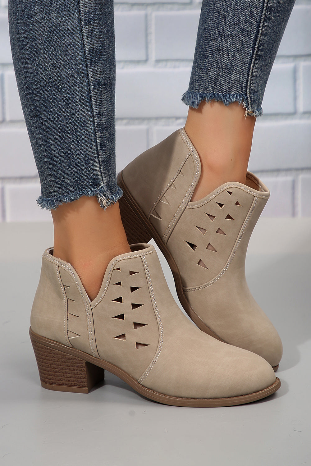Quinn Cut Out Suede Ankle Boots from Threaded Pear