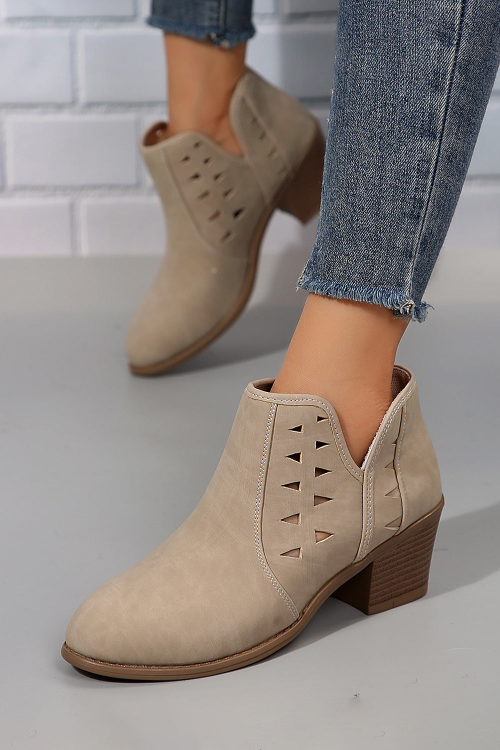 Quinn Cut Out Suede Ankle Boots from Threaded Pear