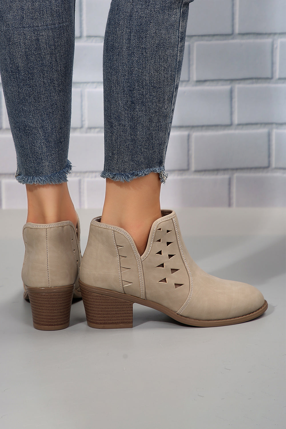 Quinn Cut Out Suede Ankle Boots from Threaded Pear