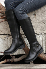 Josie Zipper Knee High Low Heel Boots from Threaded Pear