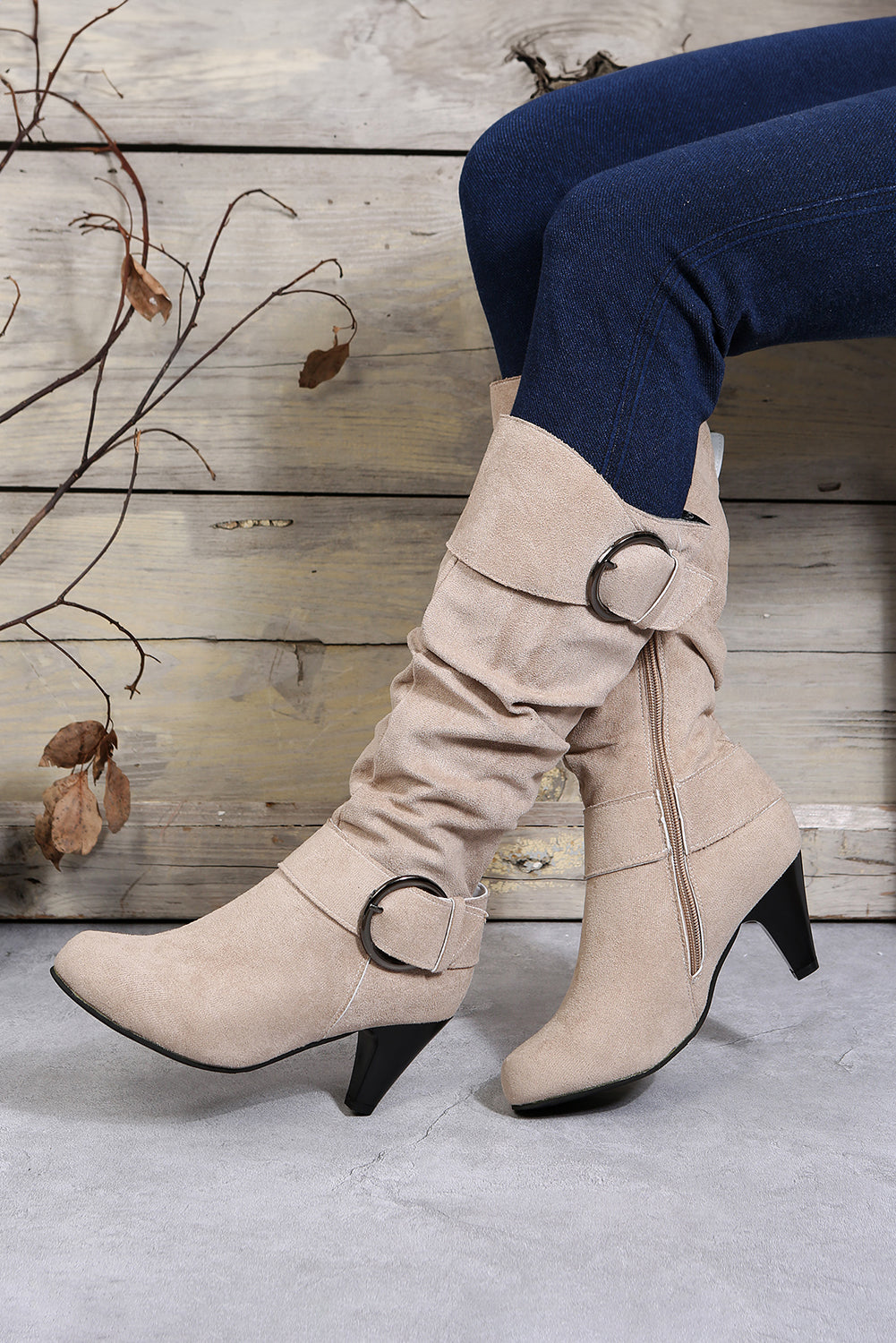 Kennedy Dual Buckle Strap Side Zip Boots from Threaded Pear