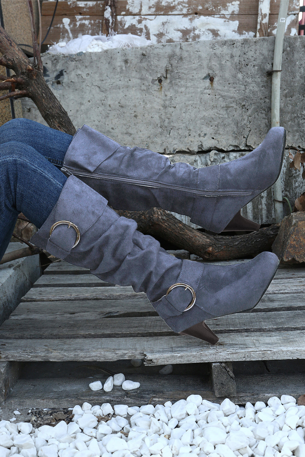 Kennedy Dual Buckle Strap Side Zip Boots from Threaded Pear