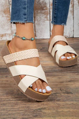 Braided Detail Criss Cross Platform Slippers from Threaded Pear