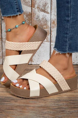 Braided Detail Criss Cross Platform Slippers from Threaded Pear