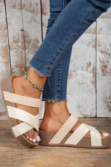 Braided Detail Criss Cross Platform Slippers from Threaded Pear
